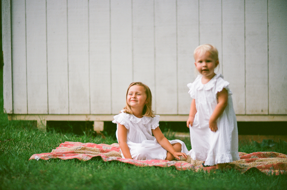 Hailey and her precious girls—Film in the woods— 160 Portra/50 Ilford B&W